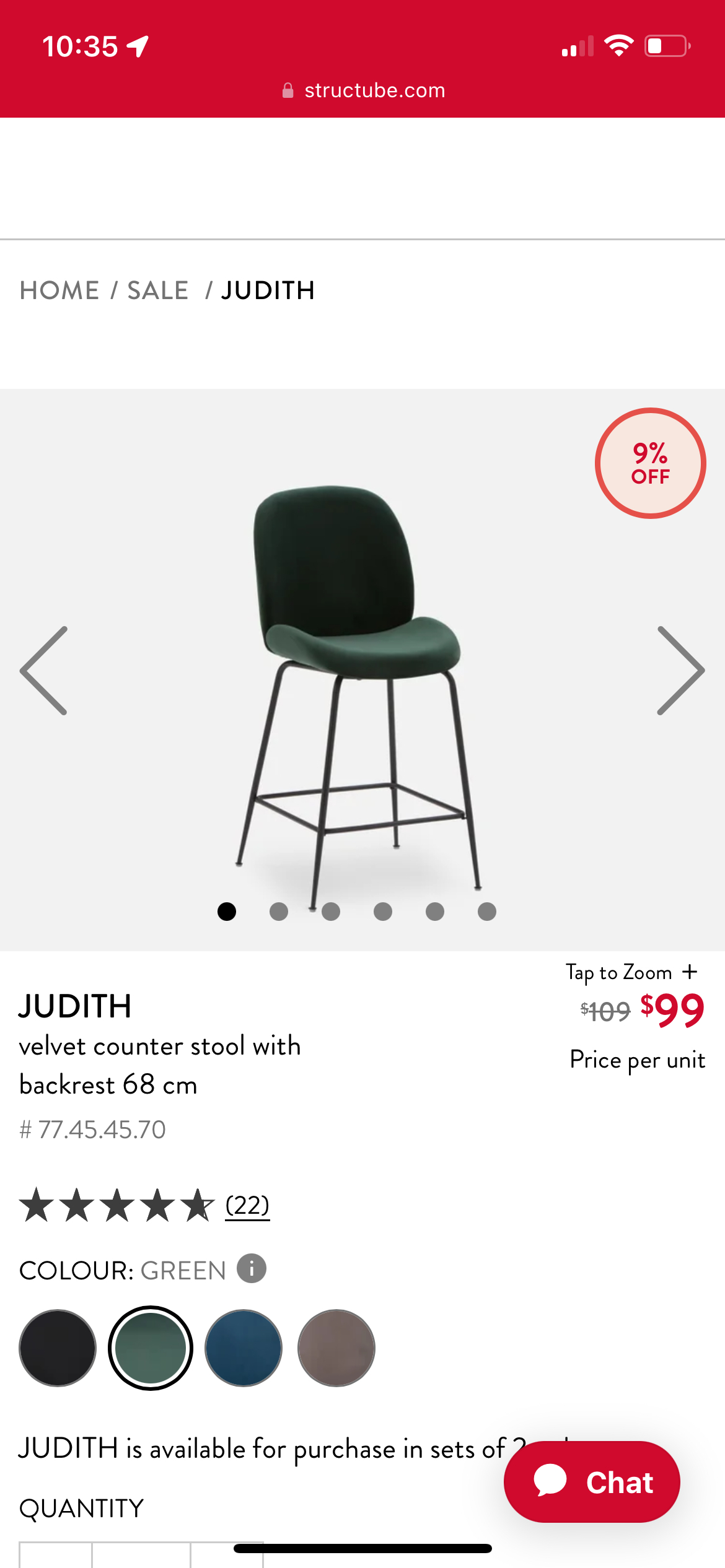 JUDITH -  Structube Stools in Green thumbnail