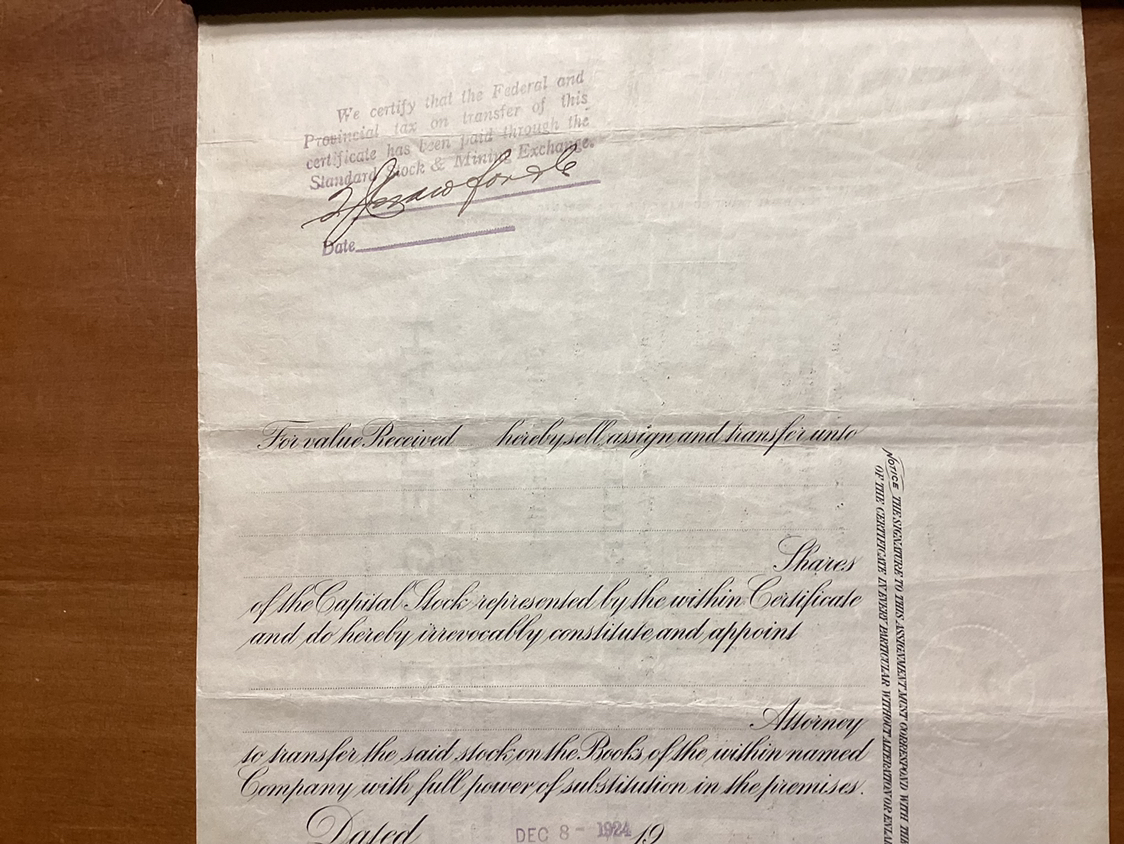1924 Worthless HATTIE GOLD MINES LTD Common Stock Certificate - photo 5