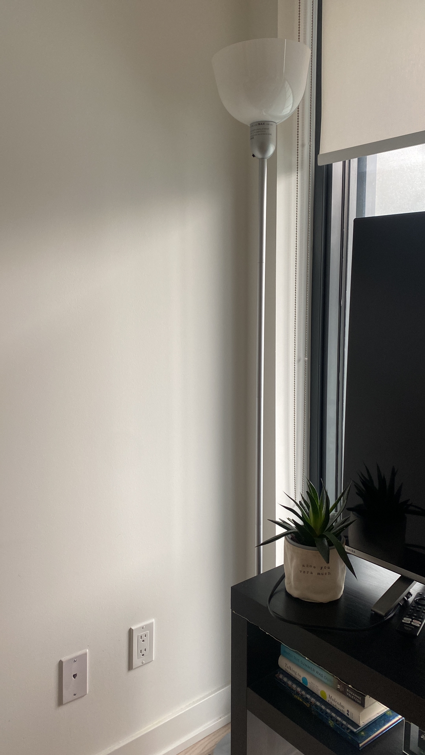 IKEA Hektogram floor uplighter lamp, silver / white bulb free image indicator(4)