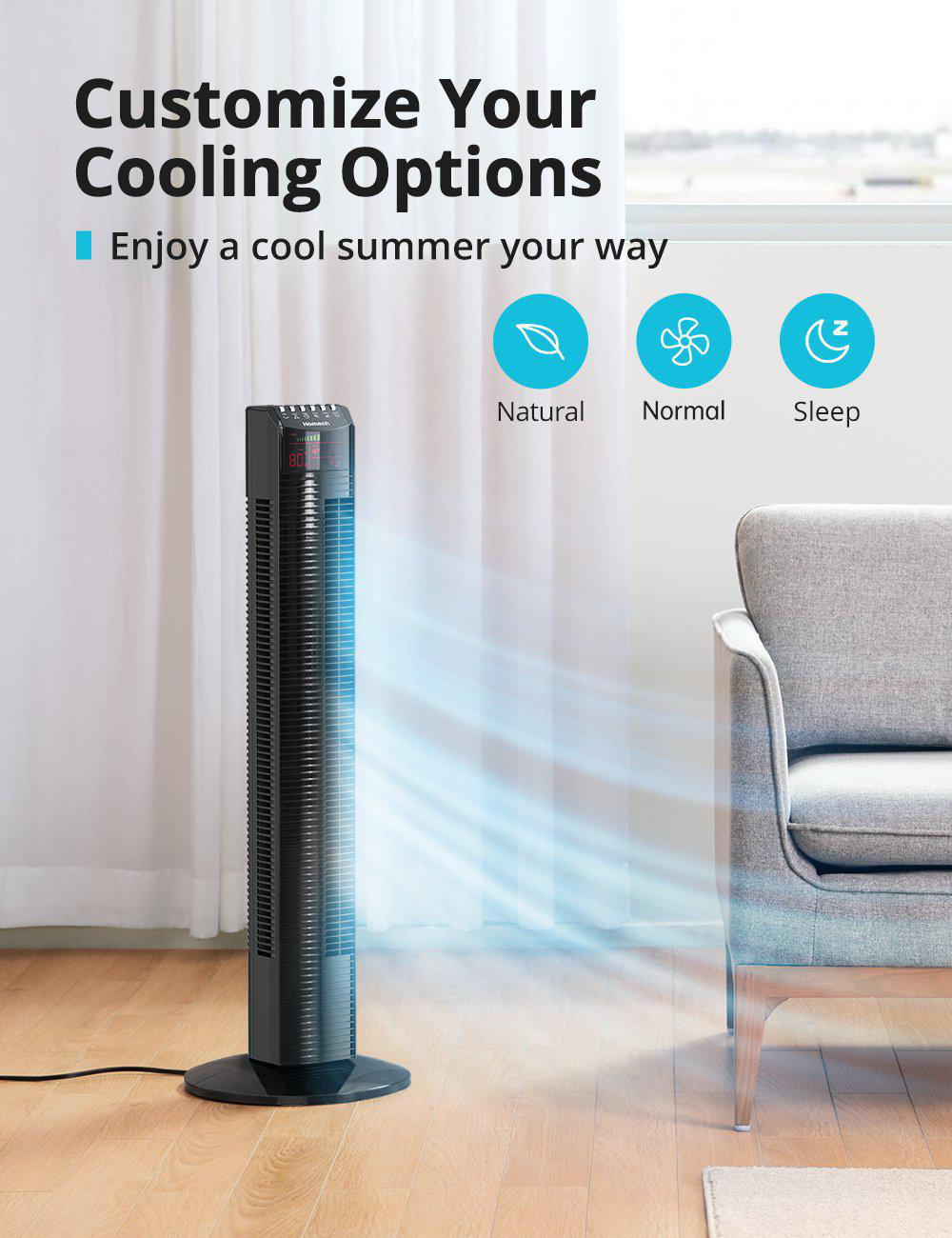 (BRAND NEW!) Portable Tower fan w Remote control, Quiet cooling - photo 2