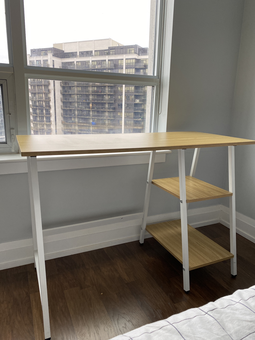 SHW Ivy Trestle Desk with Storage Shelves for Home/Office - photo 2