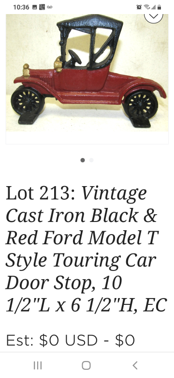 Antique Cast Iron Model T Ford Door Stopper image indicator(8)