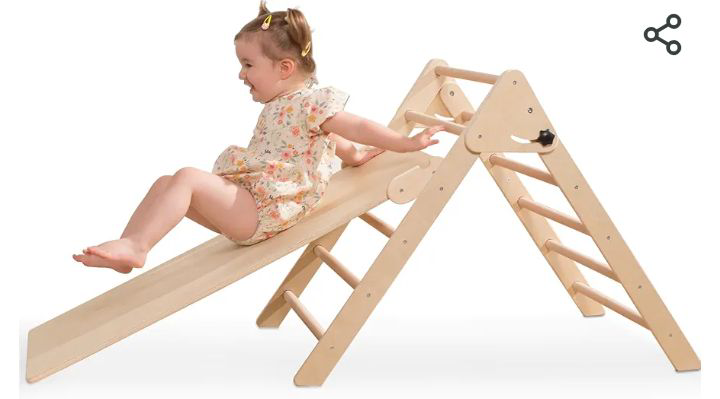wooden toddler climbing with slide