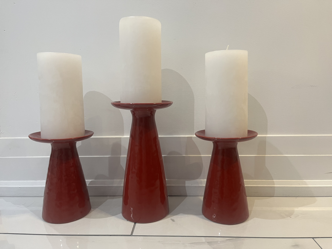 Crate and Barrel Pillar Candle - red image indicator(2)