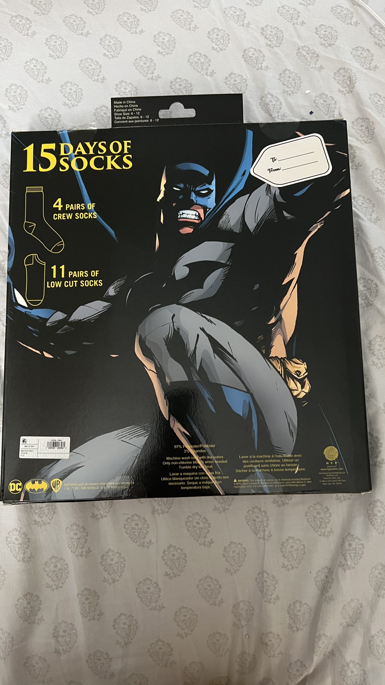 15 Days of Socks - Men’s Shoe Size 6-12 Batman - photo 2