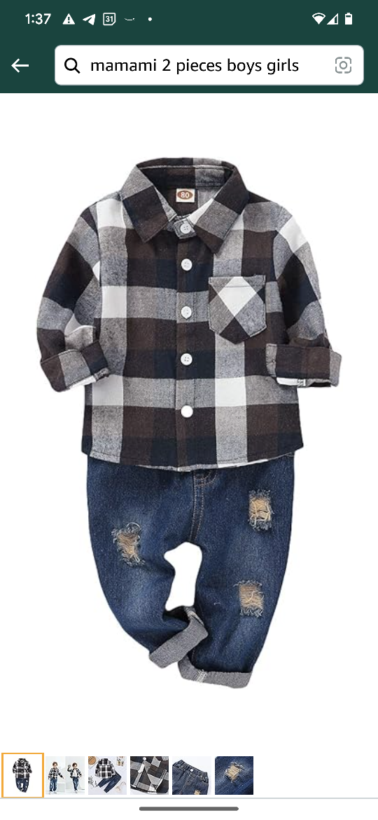 MAMAMI Toddler Shirt and Jeans Outfit Set thumbnail