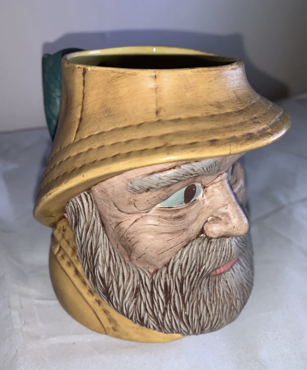 Ceramic Hand Painted Nautical Fisherman Bust Mug Fish Handle image indicator(7)