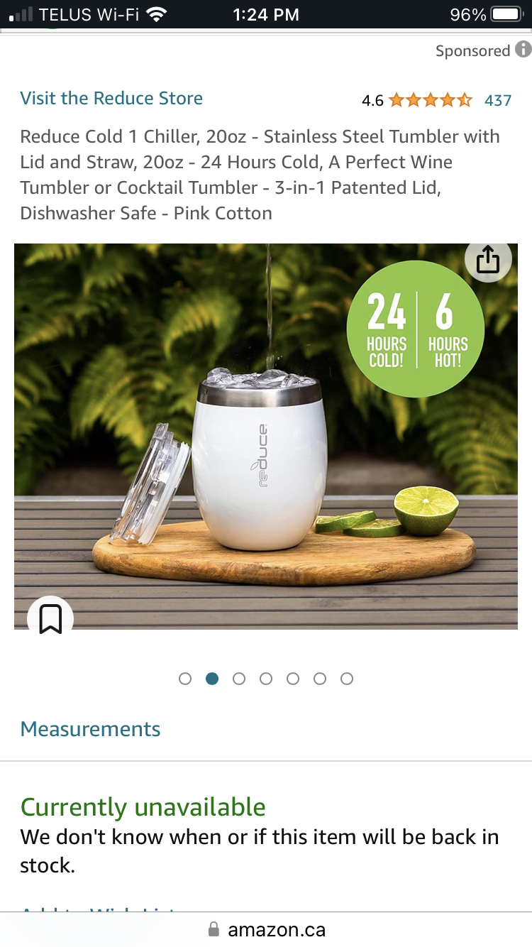 BNIB Stainless Steel Tumbler 20oz image indicator(3)