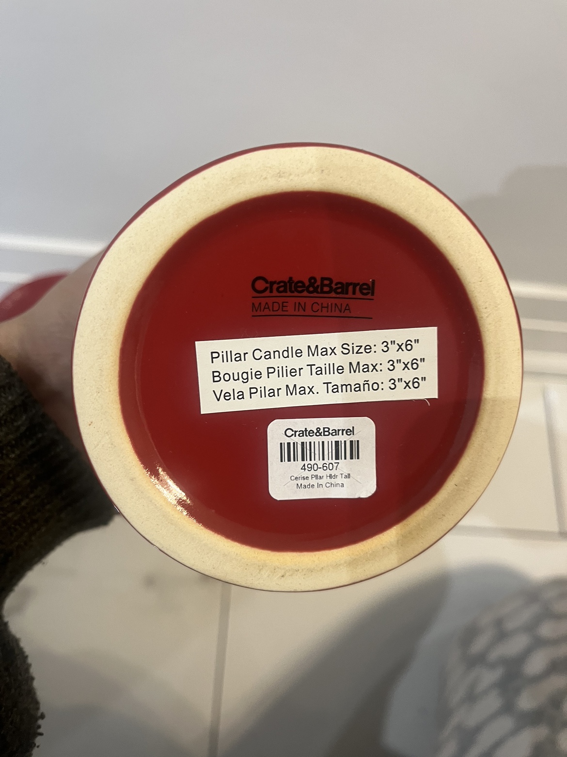 Crate and Barrel Pillar Candle - red image indicator(5)