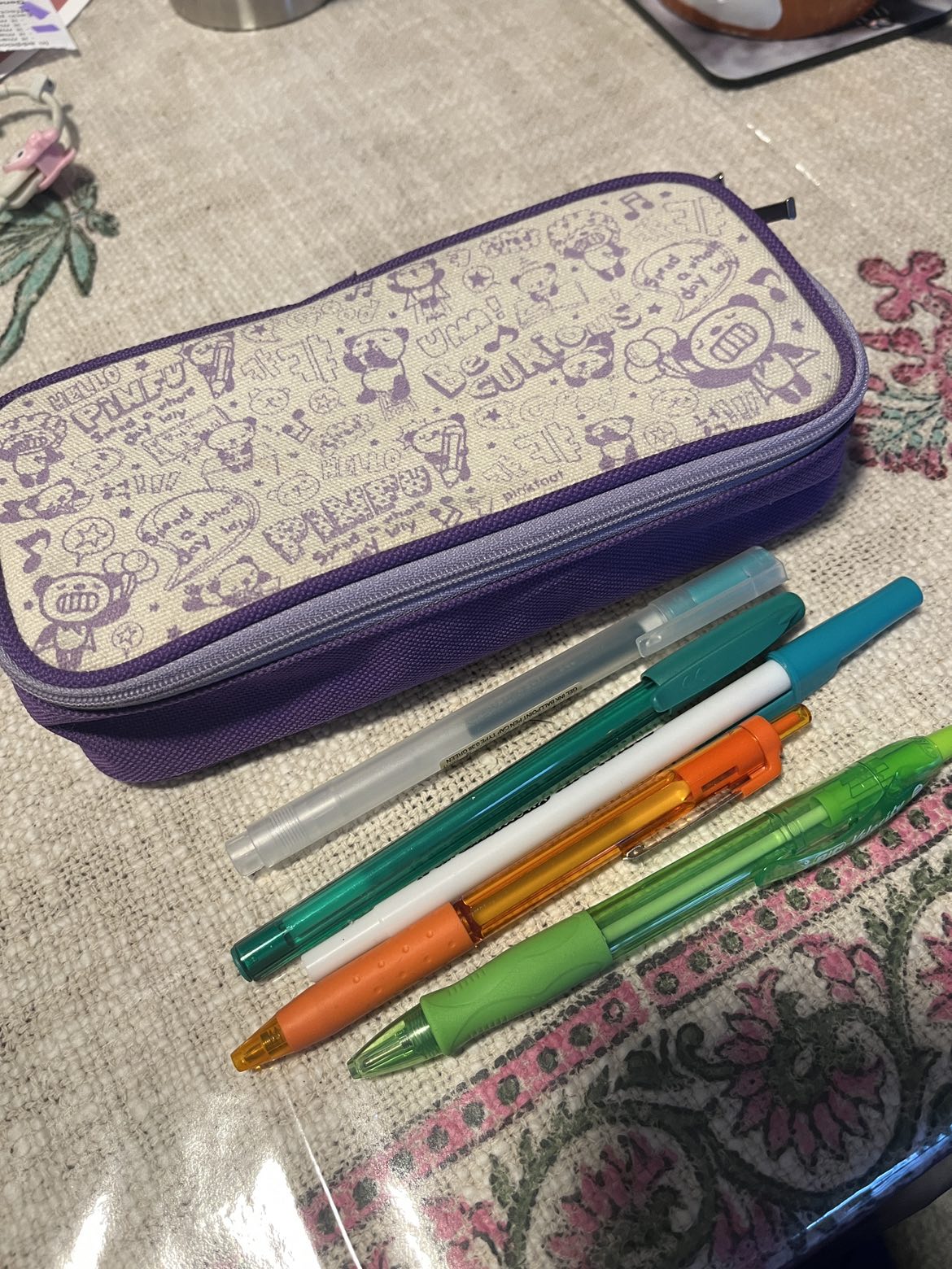 Purple pencil case and pens #freecycle thumbnail