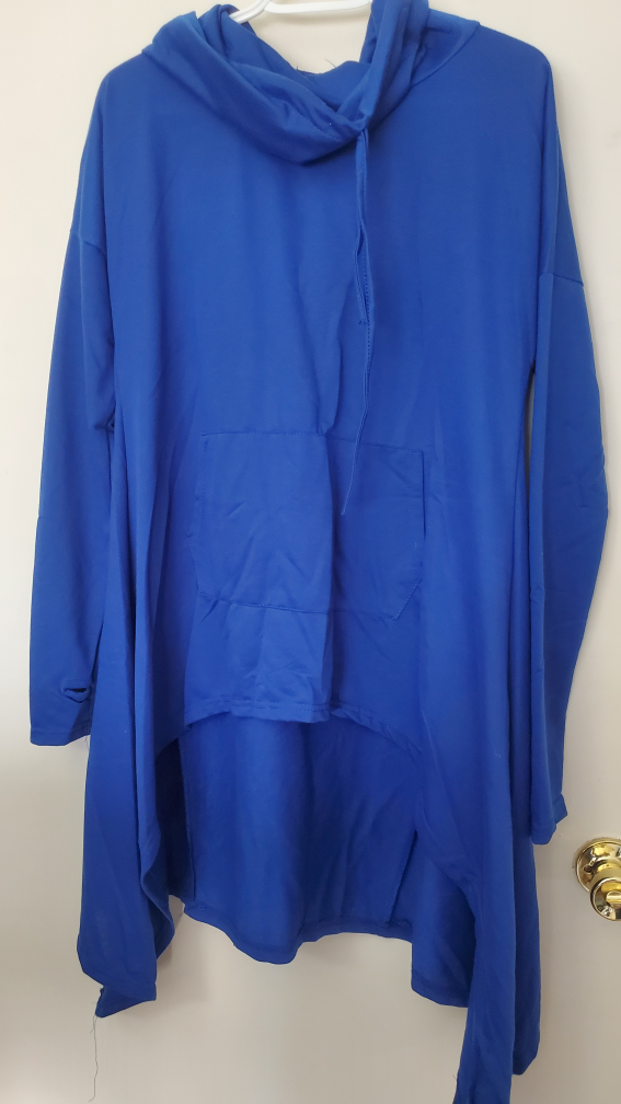 Blue unbalanced Hoodie