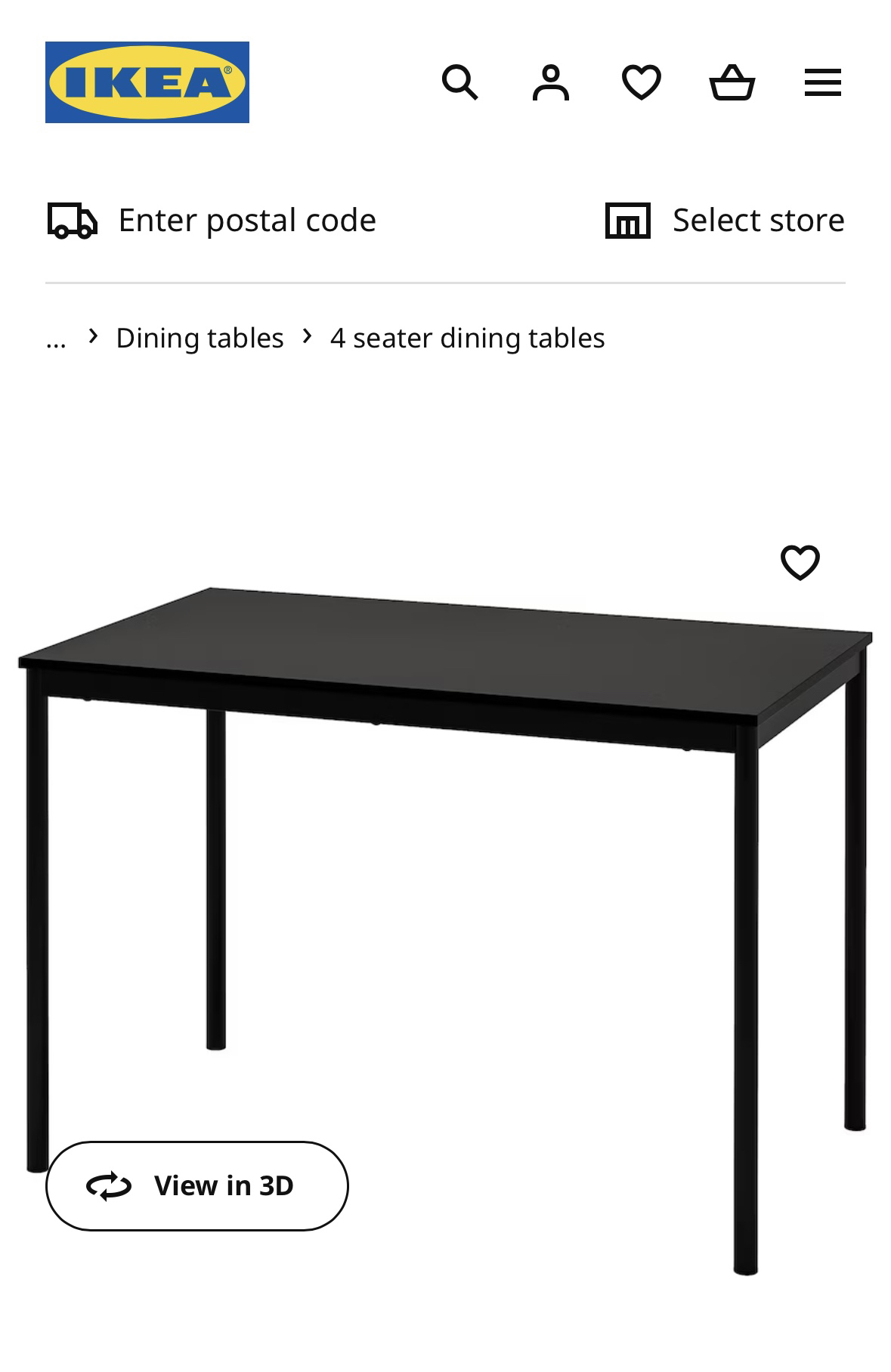 Ikea Black 4 Seater Table