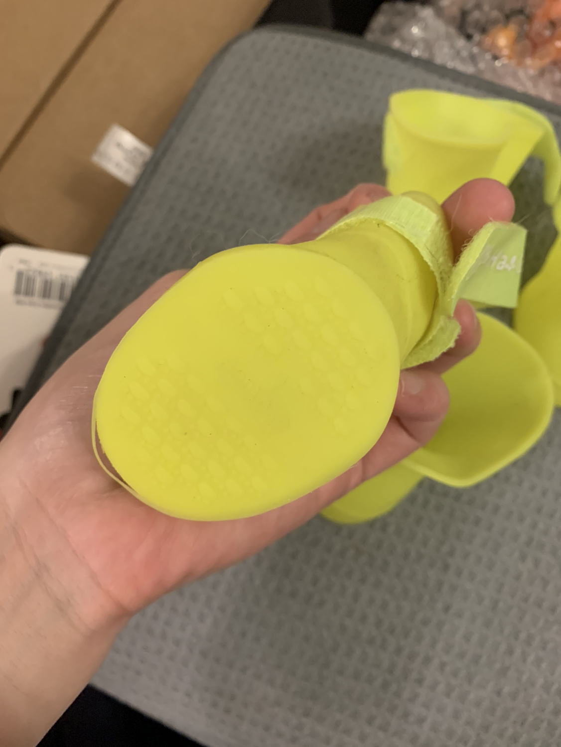 #freecycle Dog rain shoes Yellow 💝
