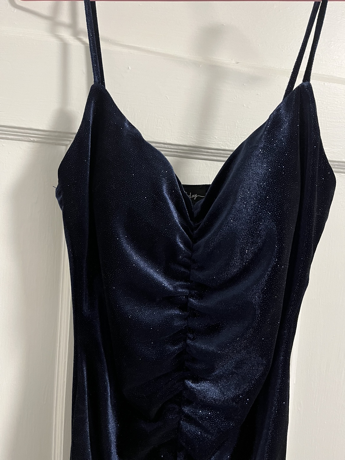 Velvet Shimmer Navy Blue Midi Dress for party/prom - photo 3
