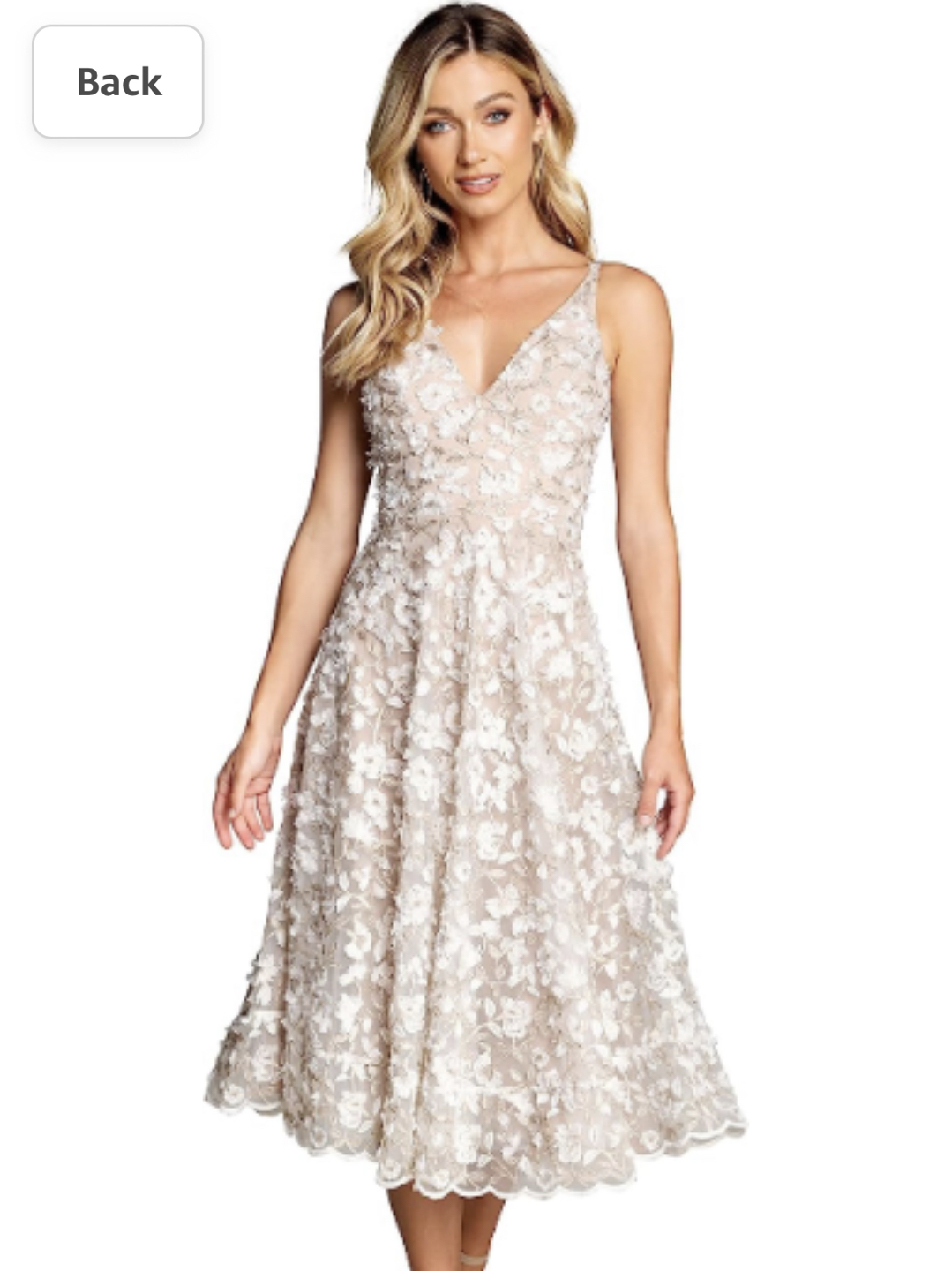 Elisa Sleeveless Plunge Neckline Fit and Flare Midi Dress - NEW