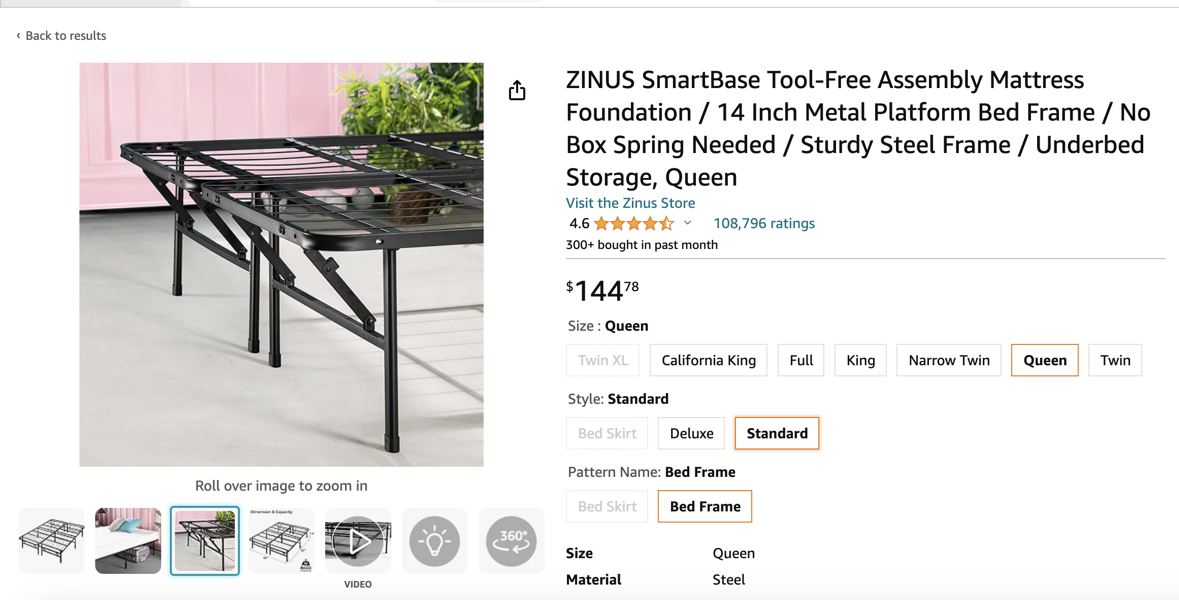 Available till 27th - Zinus smartbase queen size bedframe - photo 2