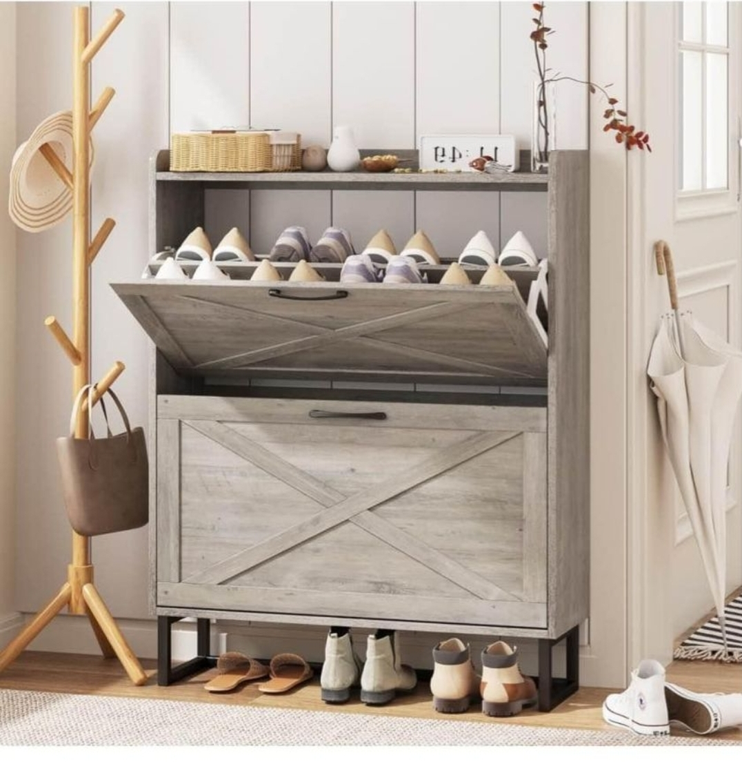 Maupvit Shoe Cabinet with 2 Flip Drawers, Shoe Cabinet Organizer thumbnail