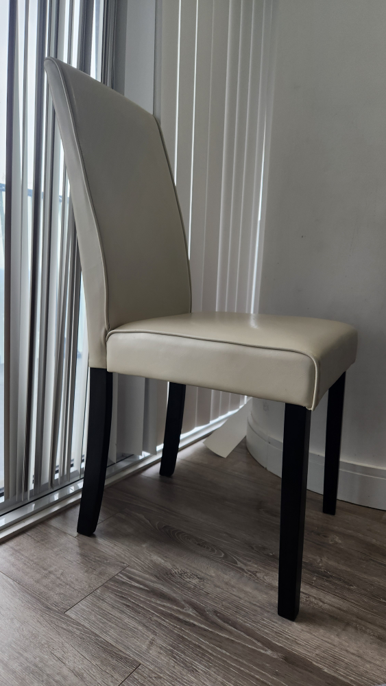 biege leather dining chair - photo 2