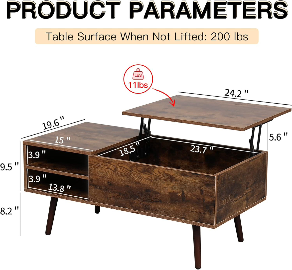 Lift-top coffee table with storage - photo 4