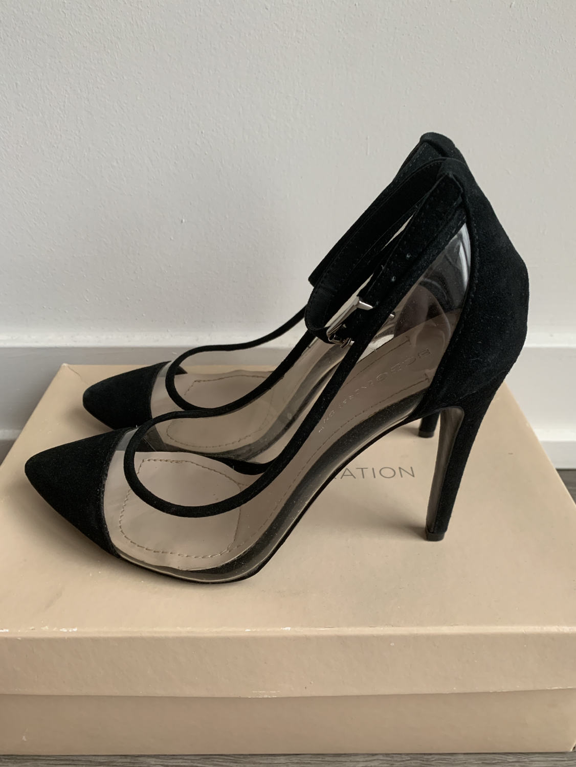 BCBG black suede pumps image indicator(3)