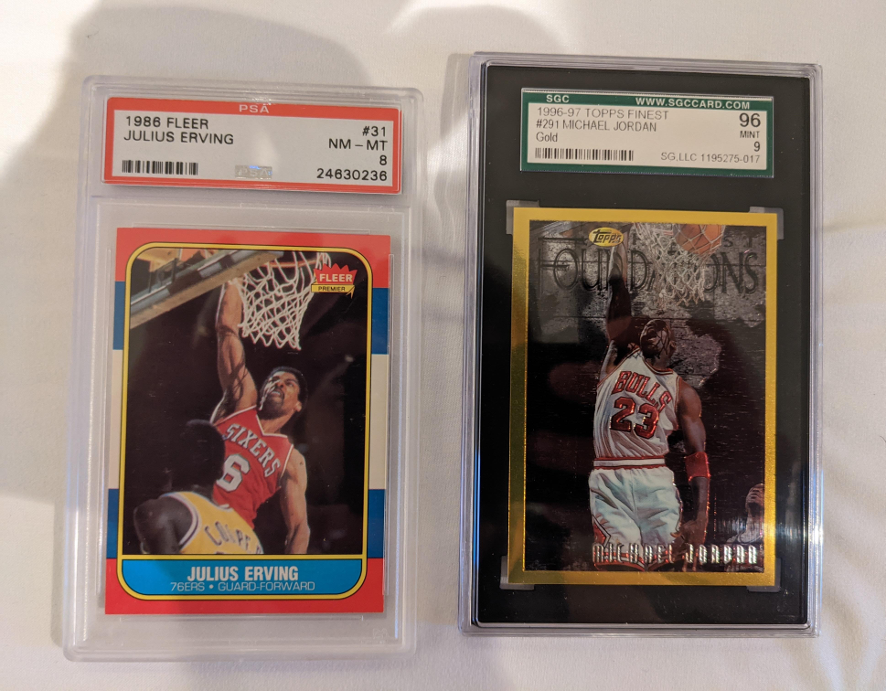 Graded Basketball Cards: LeBeron RC, Jordan, Bird/Magic RC image indicator(3)