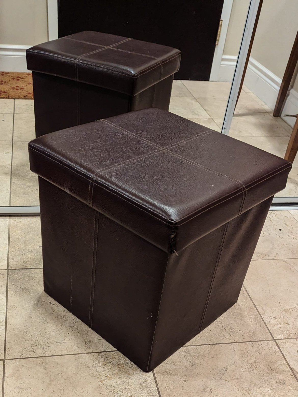 Leather ottoman thumbnail