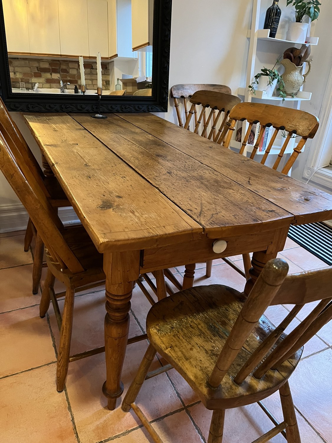 Antique Pine Harvest Kitchen Dinning Table