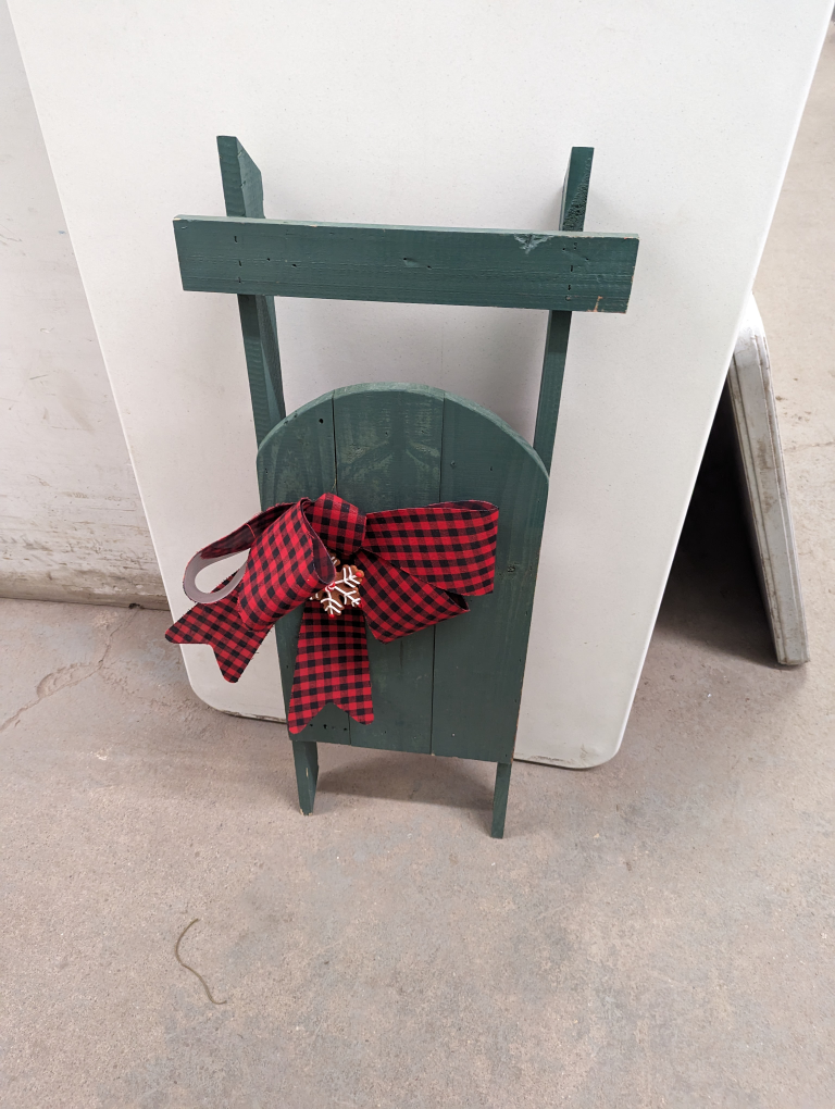 wood sled Christmas decoration hand made - photo 3