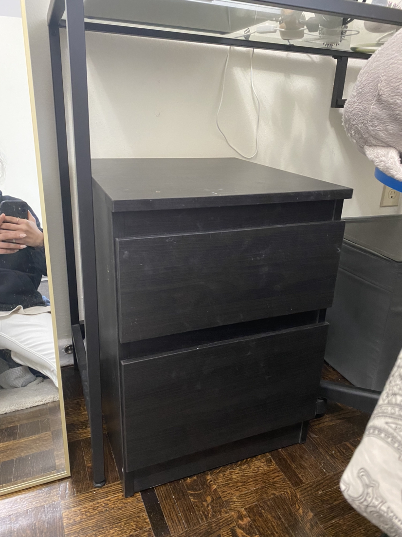 Wooden side table with 2 drawers thumbnail