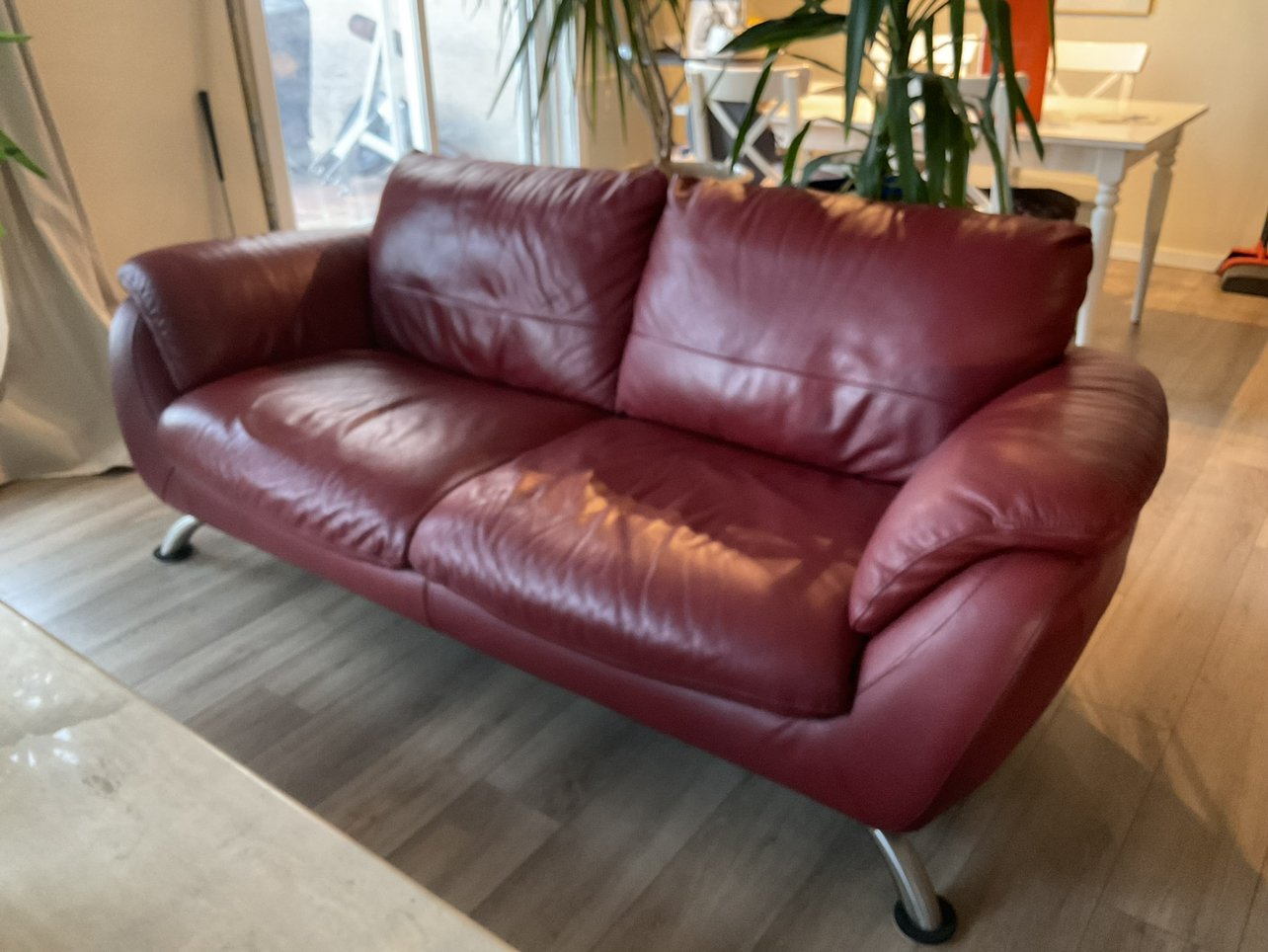 Red leather couch