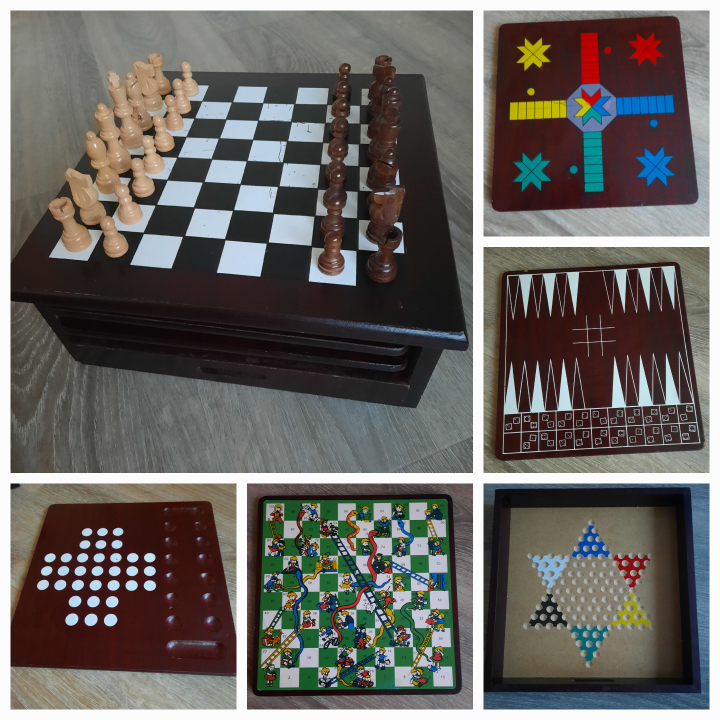 8 in 1 Chess Backgammon Ludo Checkers Snakes & Ladders Dominoes