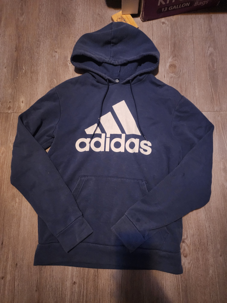Mens small blue adidas logo hoodie