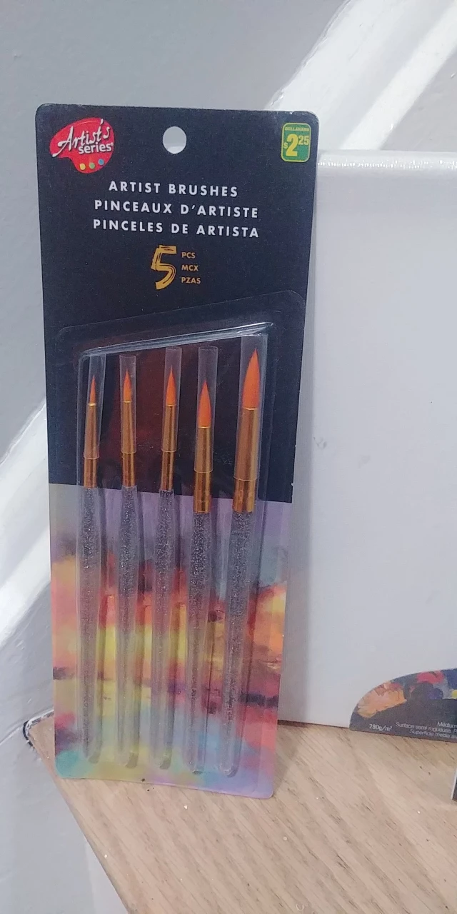 Small Canvas with Acrylic paints and brushes image indicator(2)