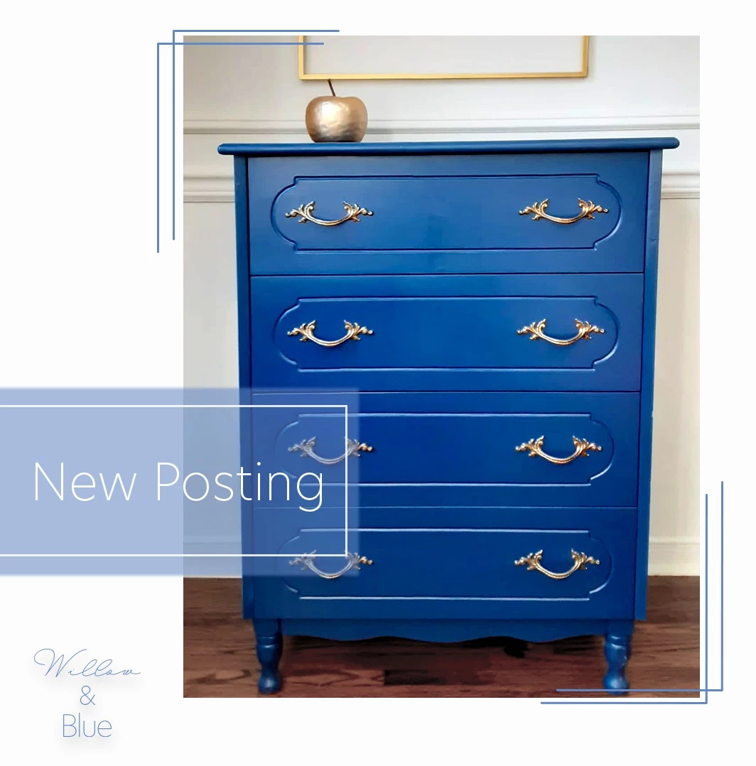 Beautifully Refinished Royal Blue Dresser!