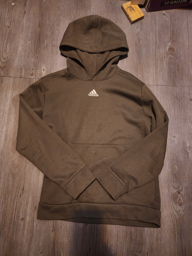 Boys adidas green logo hoodie