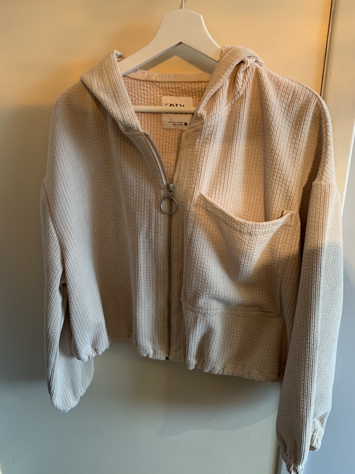 Zara beige hoodie zipup