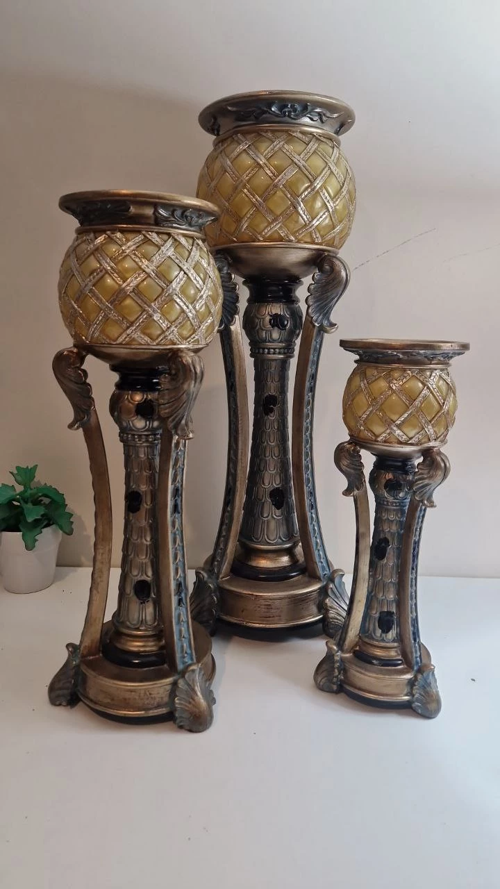 Resin Pallar Candle Holder (Set of 3)