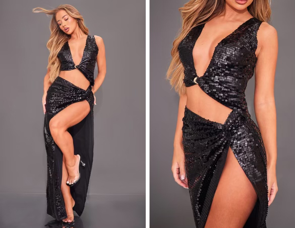 Black sequin crop top perfect for NYE