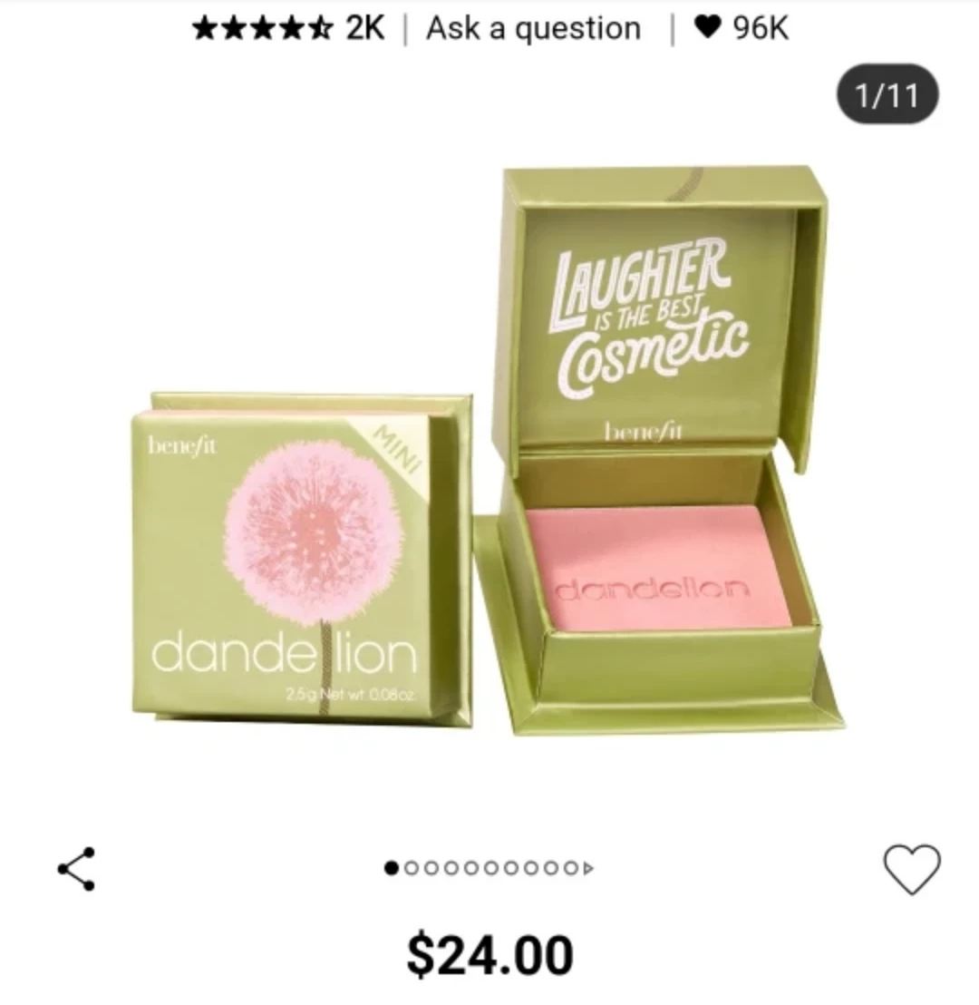 Benefit Mini Dandelion Blush Baby Pink (unopened) w/ freebie!