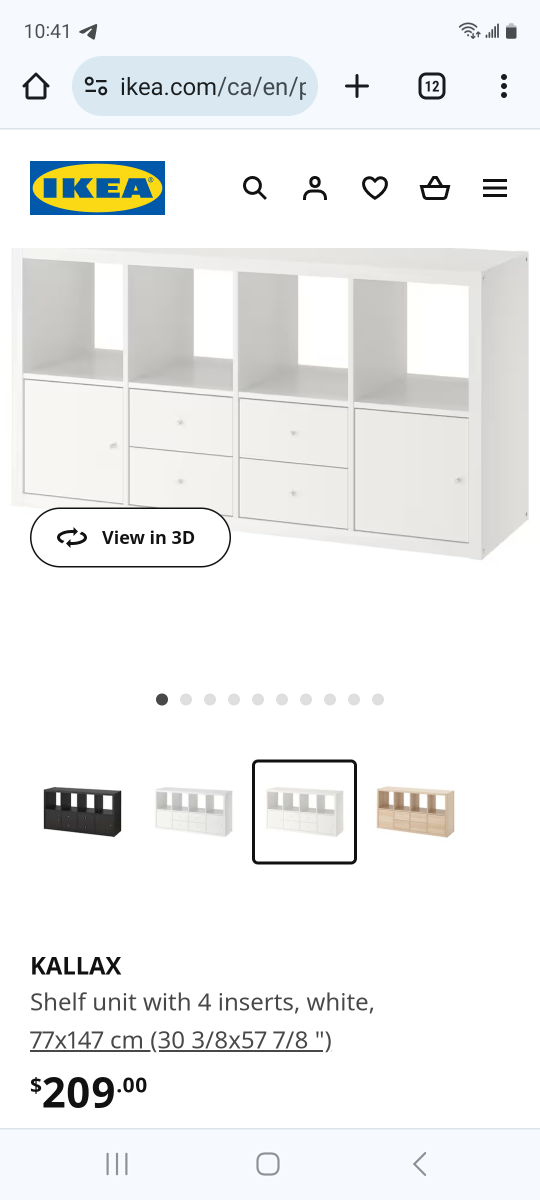 Ikea Shelf unit with 4 inserts thumbnail