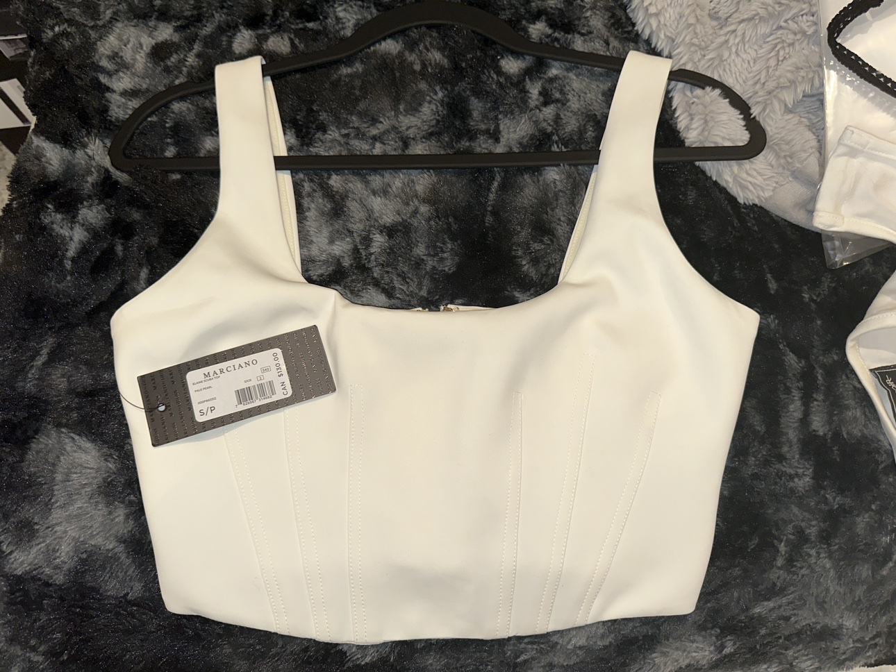 Marciano Pearl White Scuba Crop top (S) thumbnail