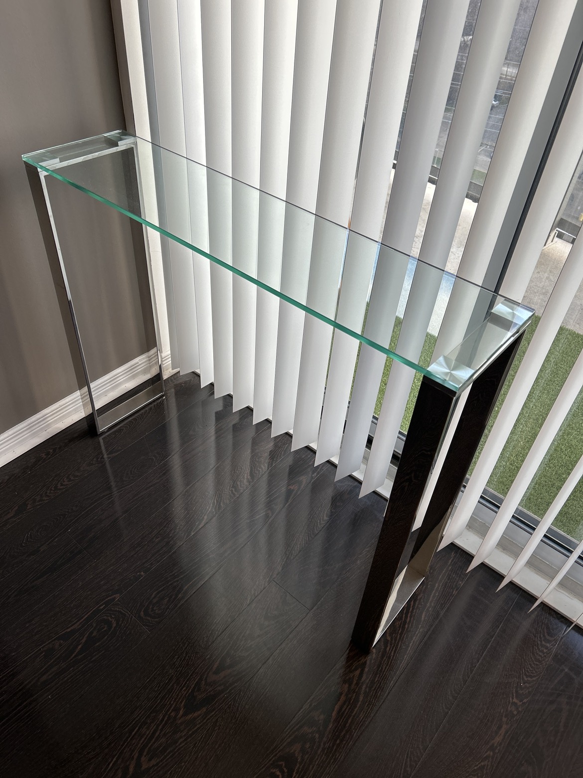 Glass and metal console table - photo 2