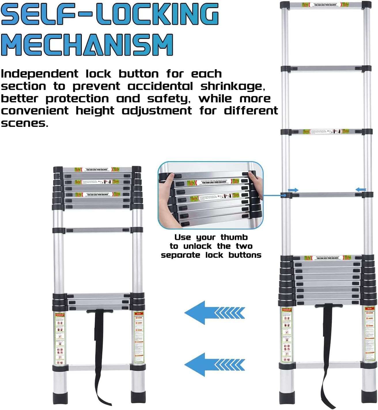 RIKADE Telescopic Ladder, 20.34FT Aluminum Telescoping Ladder image indicator(4)