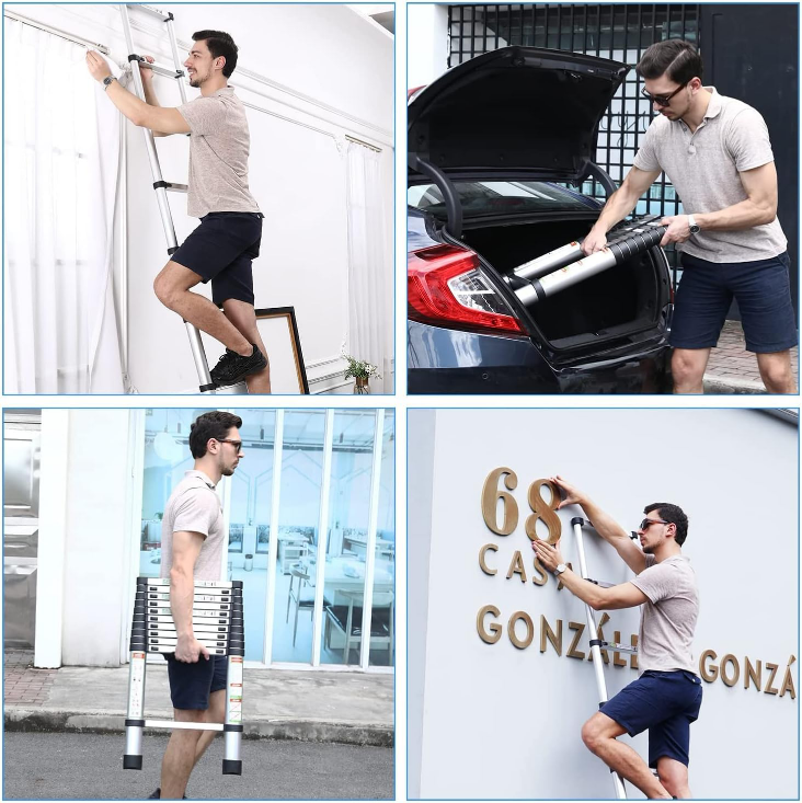 RIKADE Telescopic Ladder, 20.34FT Aluminum Telescoping Ladder image indicator(6)