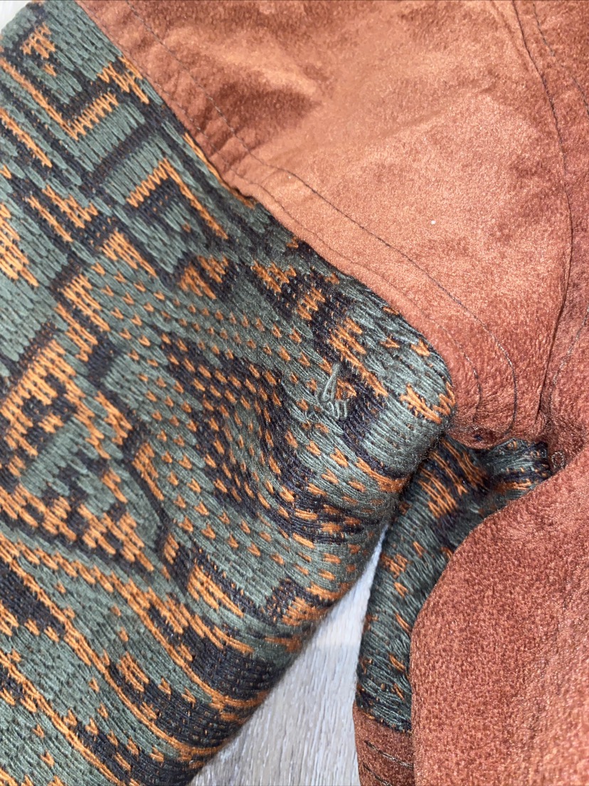 Vintage Men’s Suede Bomber Jacket Boho Aztec Made In Italy Large image indicator(8)