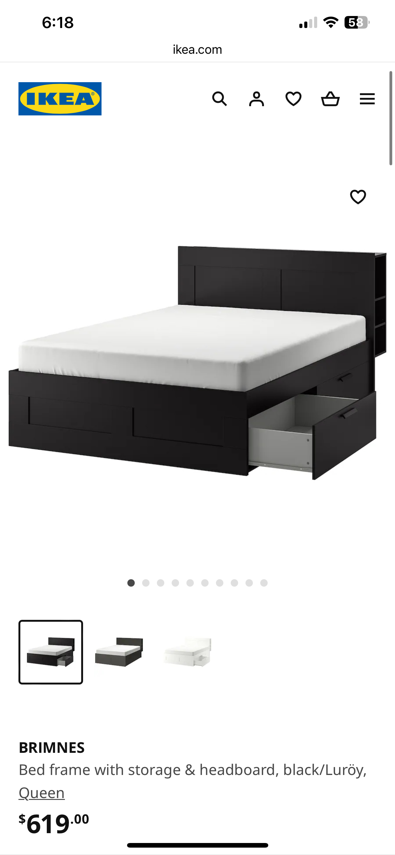 Ikea Brimnes Bed frame with storage & headboard - photo 2