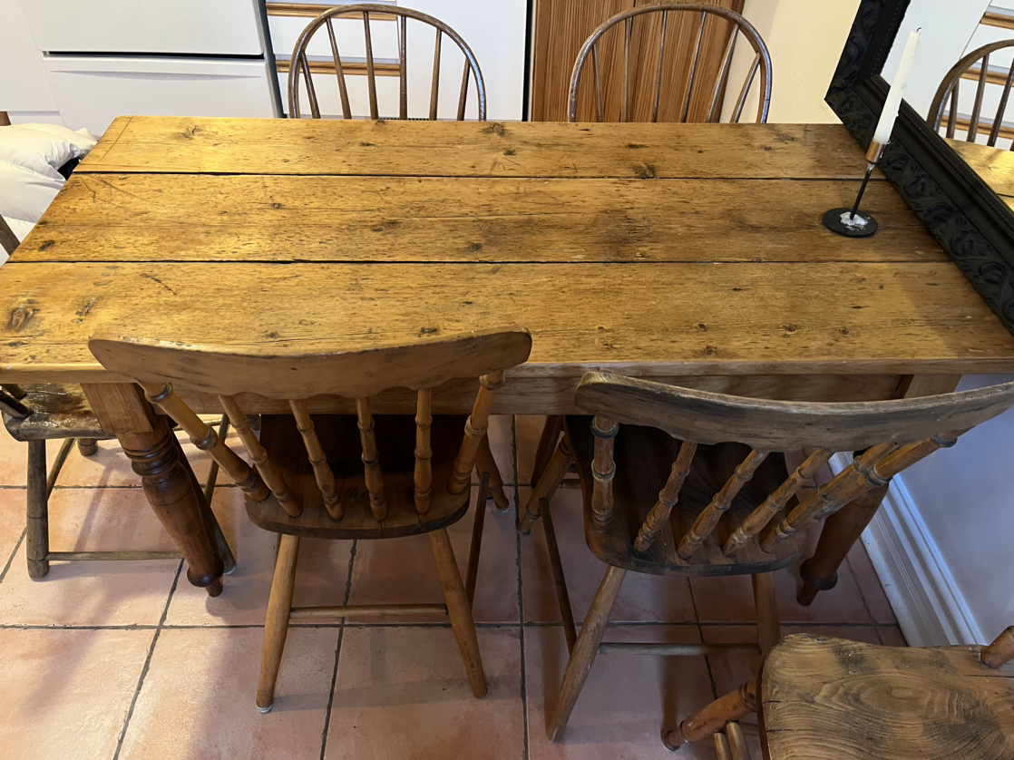 Antique Pine Harvest Kitchen Dinning Table - photo 5