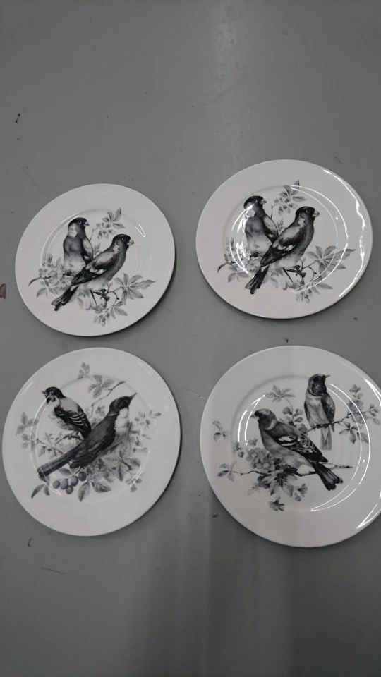 Bird Plates four bone China black and white thumbnail
