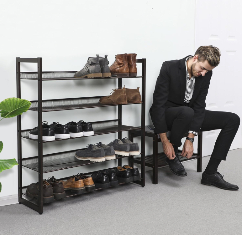 Shoe rack, 5-tier stackable shoe storage shelf - photo 2