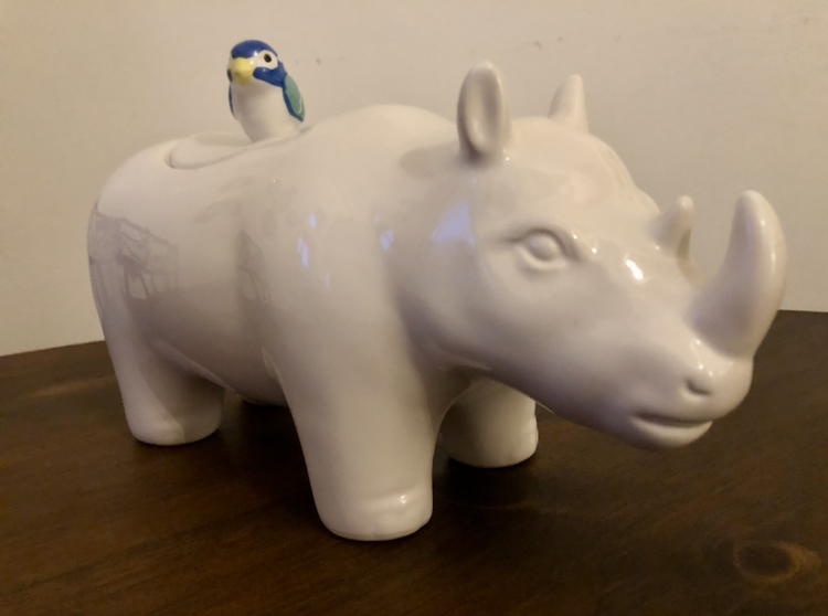 Opalhouse Ceramic White Rhino and Bluebird Cookie Jar thumbnail
